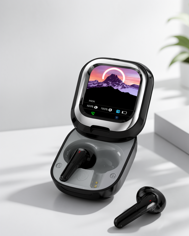 Gürültü Engelleme ve Akıllı Ekranlı Şarj Kutusuna Sahip Bluetooth 5.4 Kulaklık