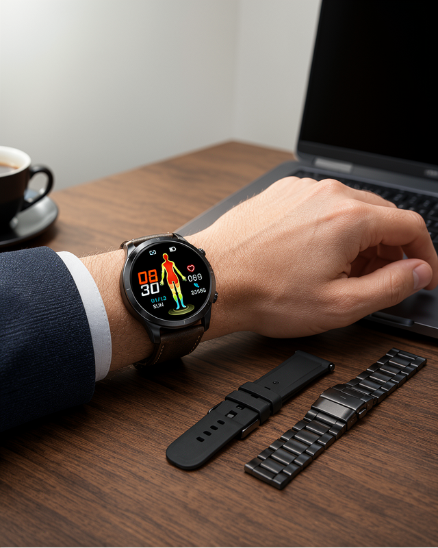 Suya Dayanıklı, Kalp Atış ve Uyku Takibi Olan AMOLED Ekranlı Akıllı Saat – 3 Kordon Seçeneğiyle