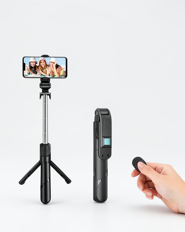 Kablosuz Bluetooth Bağlantılı 360 Derece Dönebilen Selfie Çubuğu Tripod