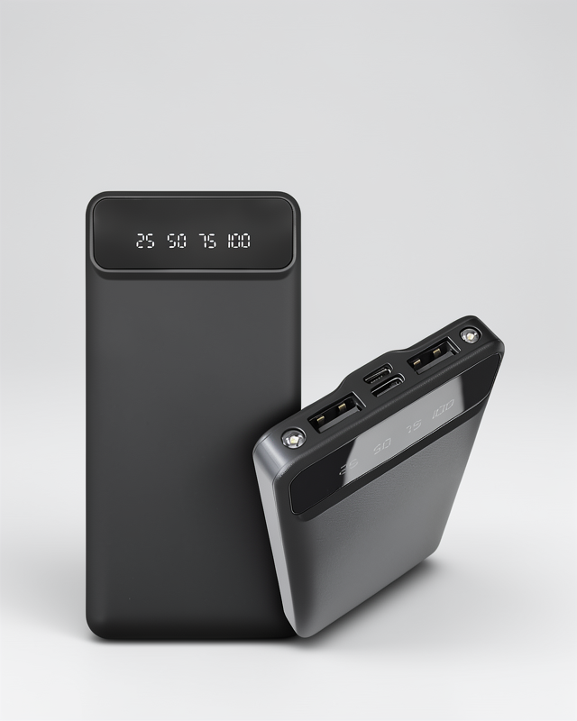 Type-C Lightning USB Girişli 20.000 Mah LCD Ekranlı Led Işıklı Powerbank