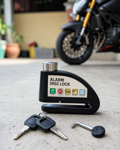 14mm Çelik Çift Kilitlemeli Titreşim Sensörlü Alarmlı Motosiklet Disk Kilidi