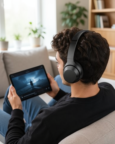Kablosuz Bluetooth 5.0 Siyah Kulaklık, 18 Saat Batarya, Katlanabilir Tasarım