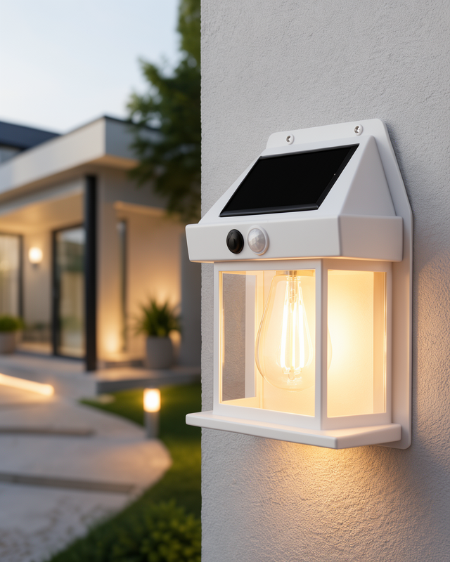 Hareket Sensörlü ve 1800mAh Bataryalı Üç Modlu Güneş Enerjili Duvar Lambası