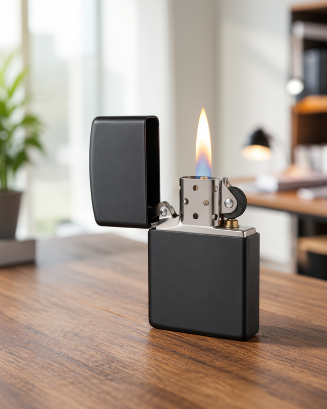 Minimal Mat Yüzeyli ve Şık Görünümlü Tasarım Metal Çakmak