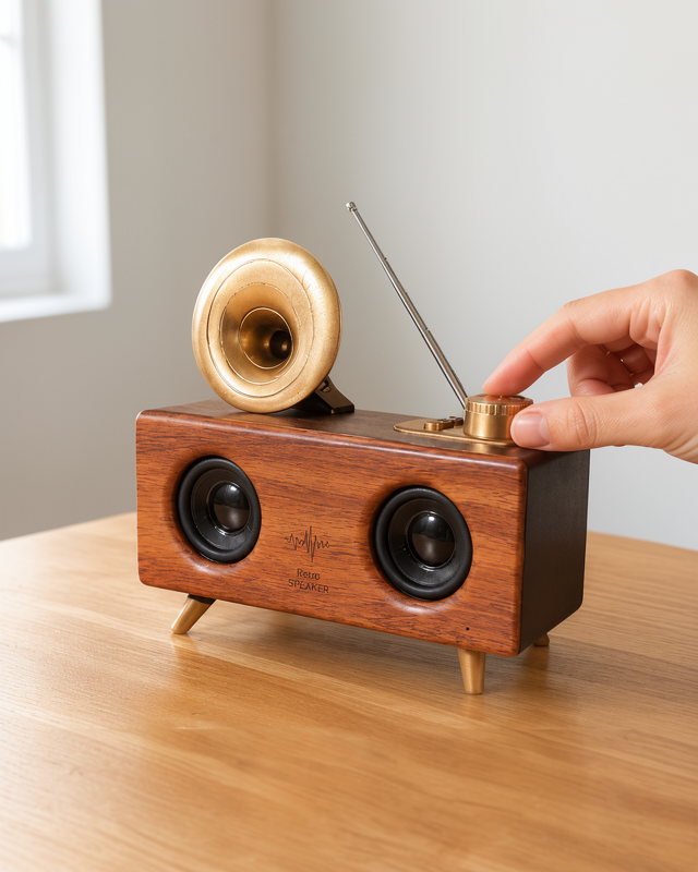Bluetooth Hoparlör Nostaljik Gramofon – FM Radyo, USB ve SD Kart Desteği