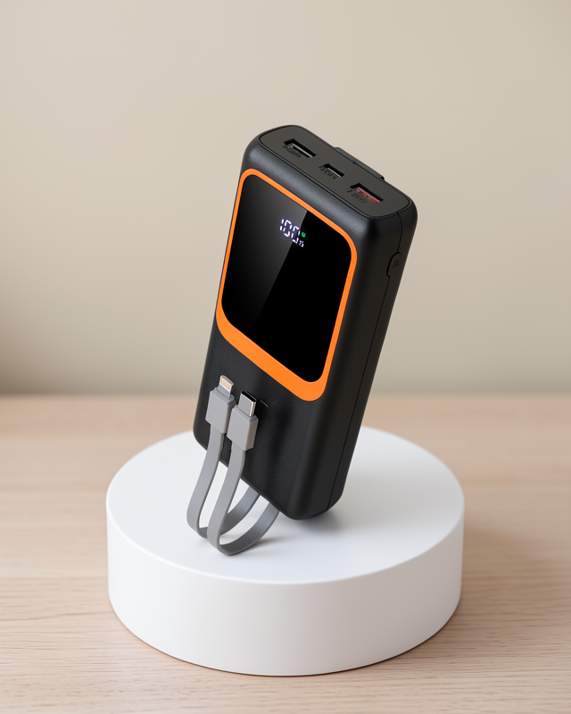 Dijital Ekranlı ve Çok Kablolu Hızlı Şarj Cihazı 20000 mAh Powerbank
