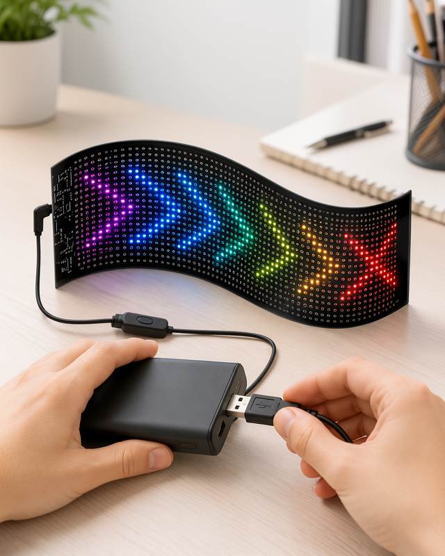 USB ile Kolay Kurulumlu RGB LED Reklam Paneli Kayan Yazı Desteğiyle