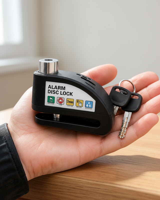 Yeni Nesil Motosiklet ve Bisiklet İçin Güvenlik Çelik Gövdeli Alarm Disk Kilidi