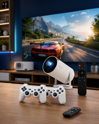 Yeni Nesil 4K Kablosuz Projeksiyon – TÇift Kollu Tasarım, 10.000 Oyun ve Smart App Desteği