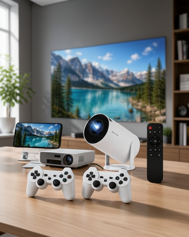Yeni Nesil Taşınabilir Çok Fonksiyonlu Projeksiyon – Oyun, Sunum, Netflix ve Eğitim İçin