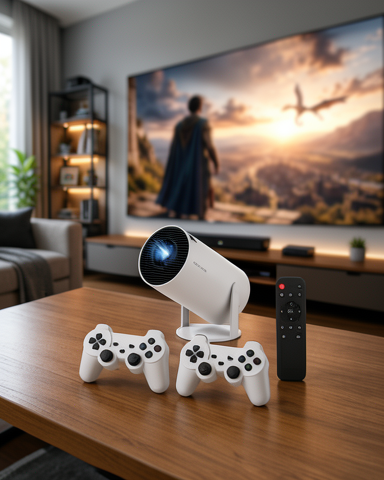 Yeni Nesil 10.000 Oyun Destekli, Çift Kollu 4K Projeksiyon – HDMI, USB, AUX, Ethernet