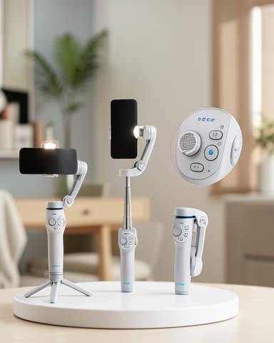 Katlanabilir 3 Eksenli Telefon Gimbal Stabilizer, Yapay Zeka Takipli ve Işıklı Video Sabitleyici