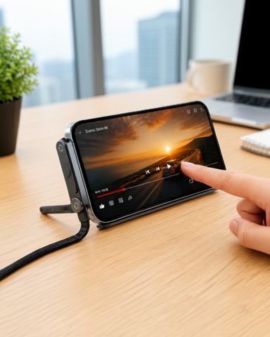 240W Type-C Hızlı Şarj Kablosu ile Katlanabilir Telefon Standı