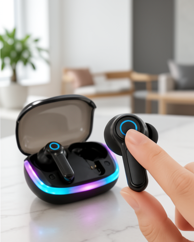 Kablosuz Kulaklık Bluetooth 5.4 TWS RGB Şarj Kutulu Quad ENC Mikrofonlu HD Ses
