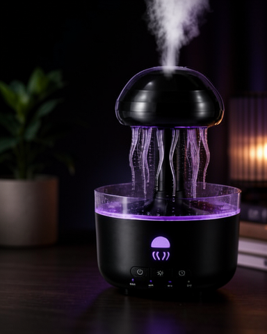 Ultrasonik Buhar Cihazı RGB Gece Lambalı Hava Nemlendirici Denizanası Efektli