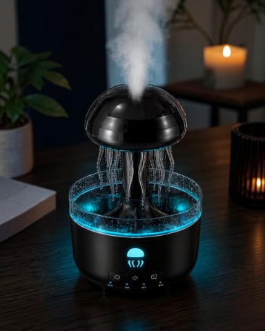 Sessiz Çalışan Ultrasonik Denizanası Hava Nemlendirici RGB Ortam Işıklı Aromaterapi Difüzörü