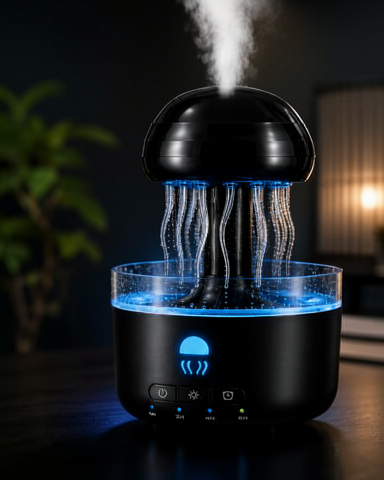 Zaman Ayarlı Denizanası Tasarımlı Ultrasonik Hava Nemlendirici RGB LED Işıklı Sessiz Buhar Makinesi