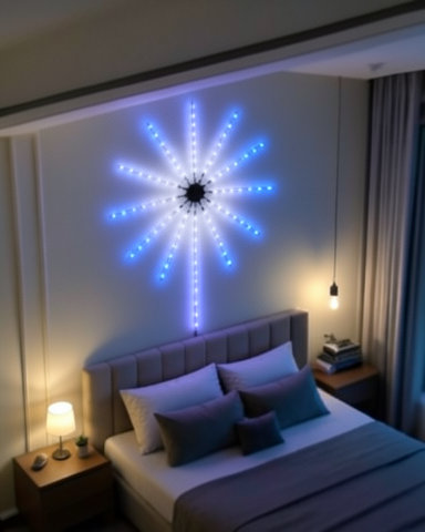 RGB Fireworks LED Işık Telefon ile Kontrol Edilen Çok Renkli Duvar Lambası
