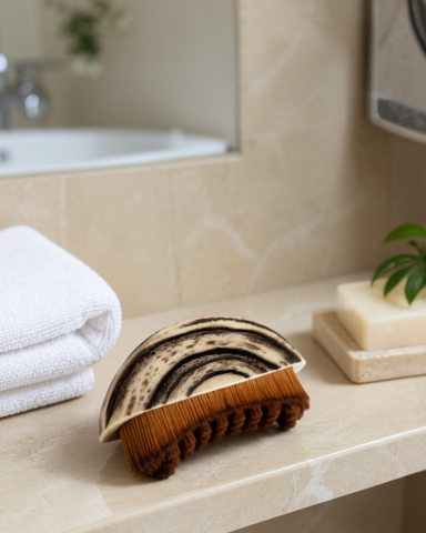 Yumuşak Kıllı Ahşap Desenli Banyo Fırçası Vücut Temizleme Masaj Fırçası