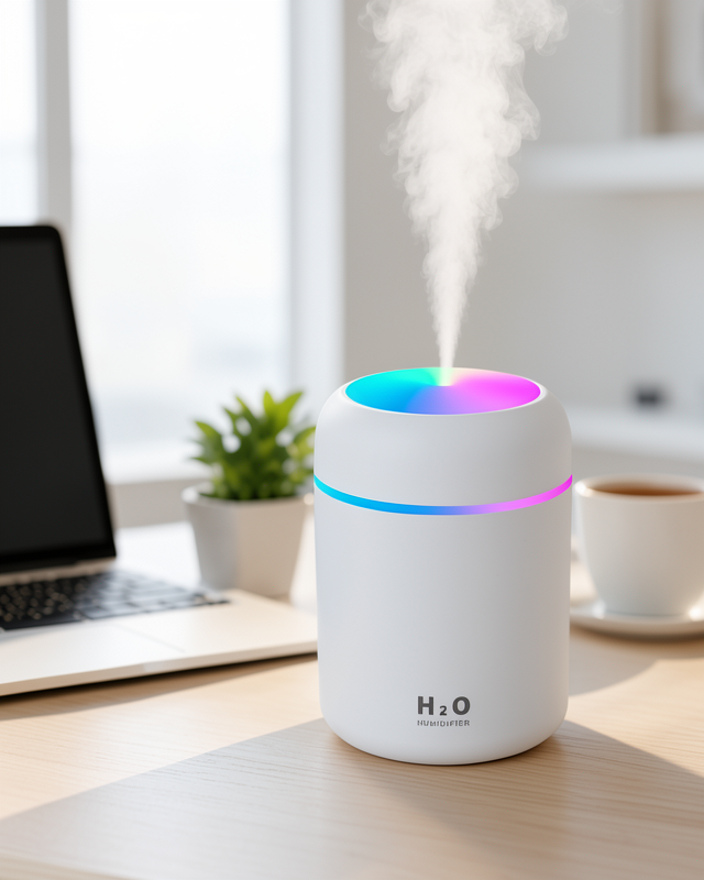 300ml USB Nemlendirici – Beyaz, Gri, Pembe Renk, ABS Gövde