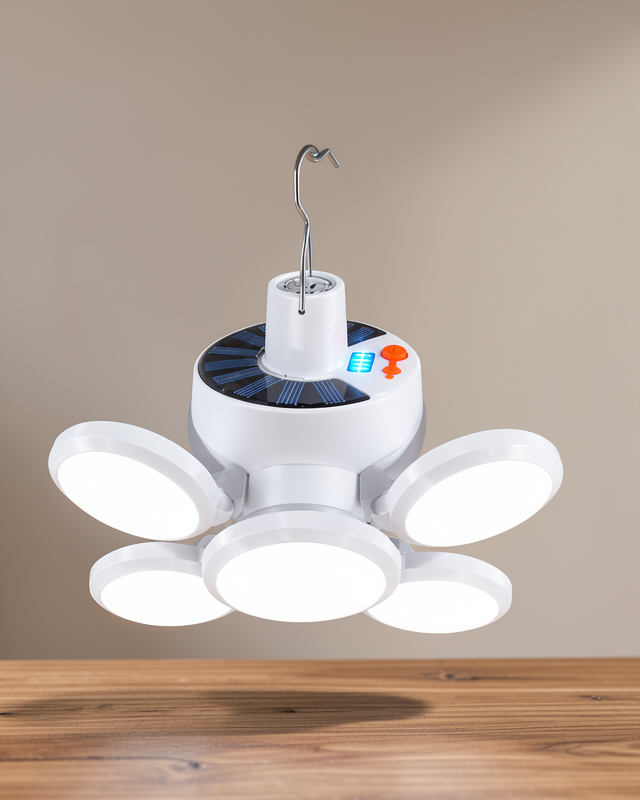 Katlanabilir LED Bahçe ve Kamp Lambası, Güneş Enerjili