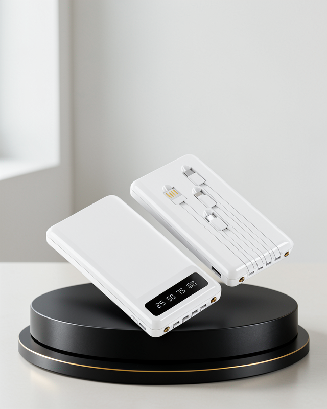 Yeni Nesil 20.000mAh PD Powerbank, LCD Ekran ve Dahili Kablo ile LED Işık