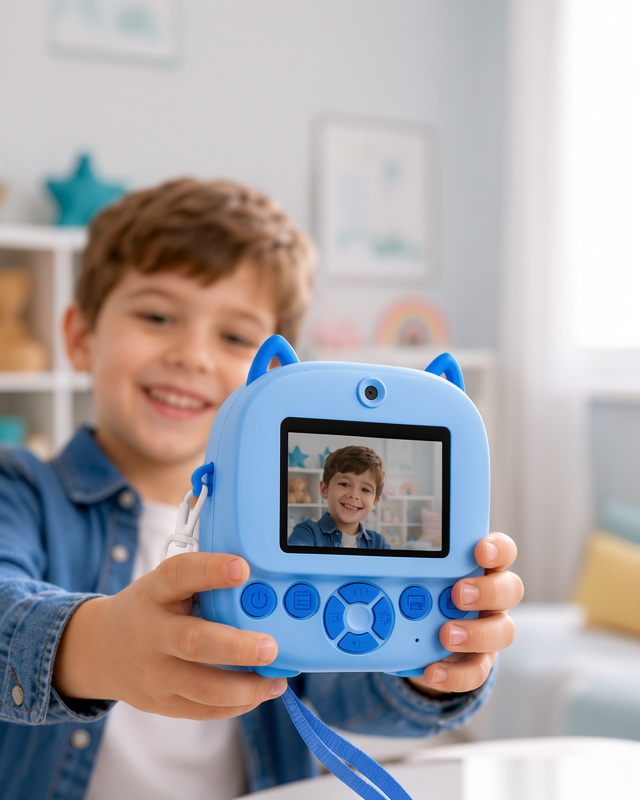 Termal Baskı Teknolojisine Sahip Mürekkepsiz Çocuk Fotoğraf Makinesi
