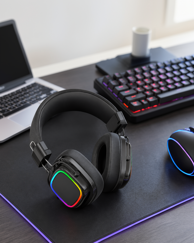 Bluetooth 5.3 Katlanabilir RGB Işıklı Kulak Üstü Kulaklık