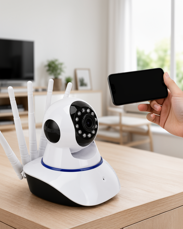 Yeni Nesil 1080P Wifi Kamera, 5 Antenli Motorlu ve LED Aydınlatmalı