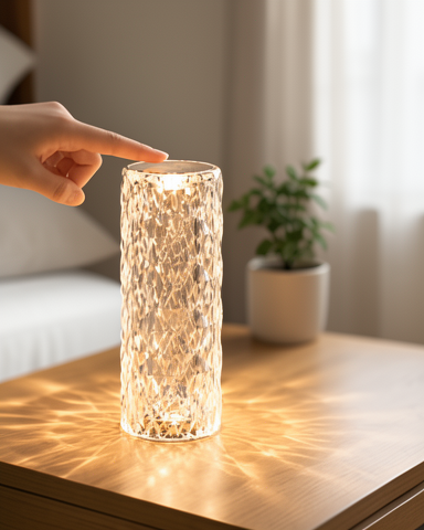 Dokunmatik Renk Değiştirebilen Modern Kristal Masa ve Gece Lambası