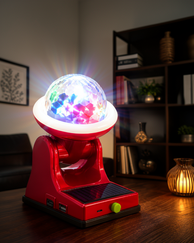 RGB Ambiyans ve Parti Işığı Çok Amaçlı Şarjlı LED Projektör Lamba Solar Enerjili