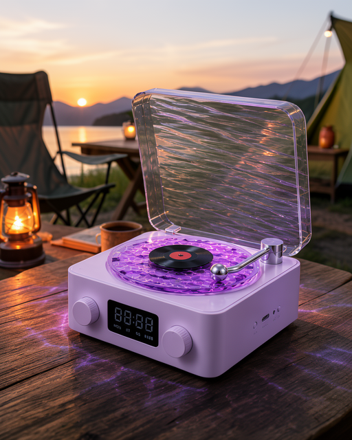 Retro Tasarım ve Projektör Işığı ile 360° Sesli Kablosuz Hoparlör
