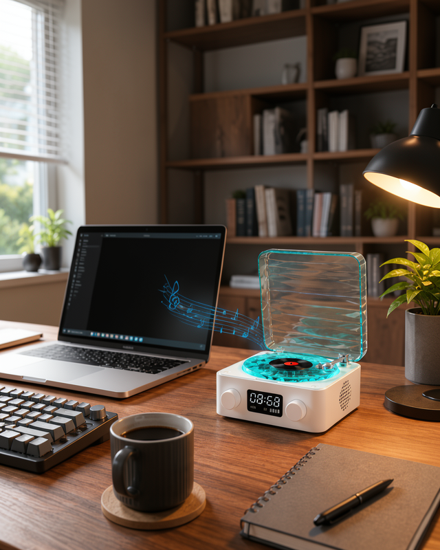 Zaman ve Pil Ekranlı Bluetooth Hoparlör – Dekoratif Gece Işığı
