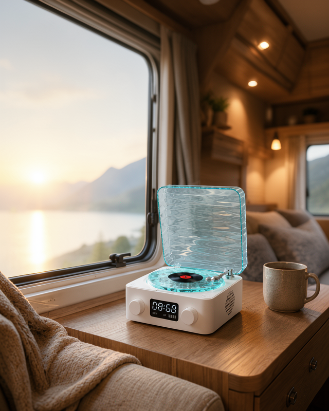 Bluetooth Hoparlör - Saat ve Pil Göstergeli Retro Tasarımlı Gece Lambası