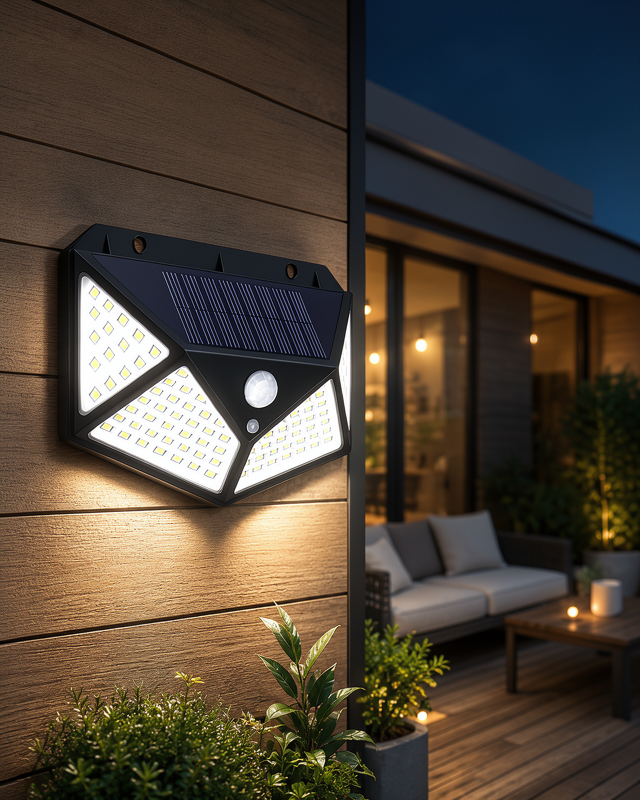 Solar 100 Led Lamba Güneş Enerjili Bahçe Aydınlatma Lambası