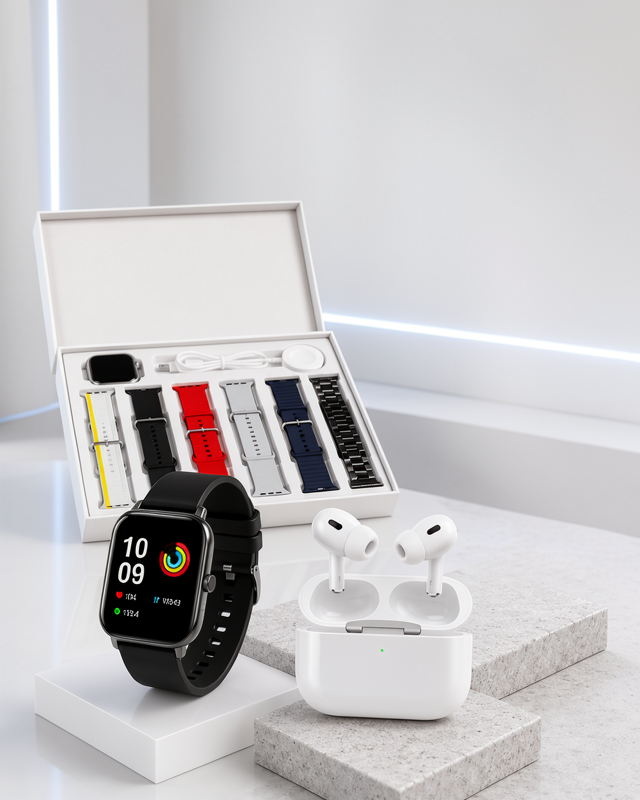 Yeni Nesil Kulaklık ve 7 Kordonlu Akıllı Saat, Dokunmatik Ekran, Android ve iOS Uyumlu