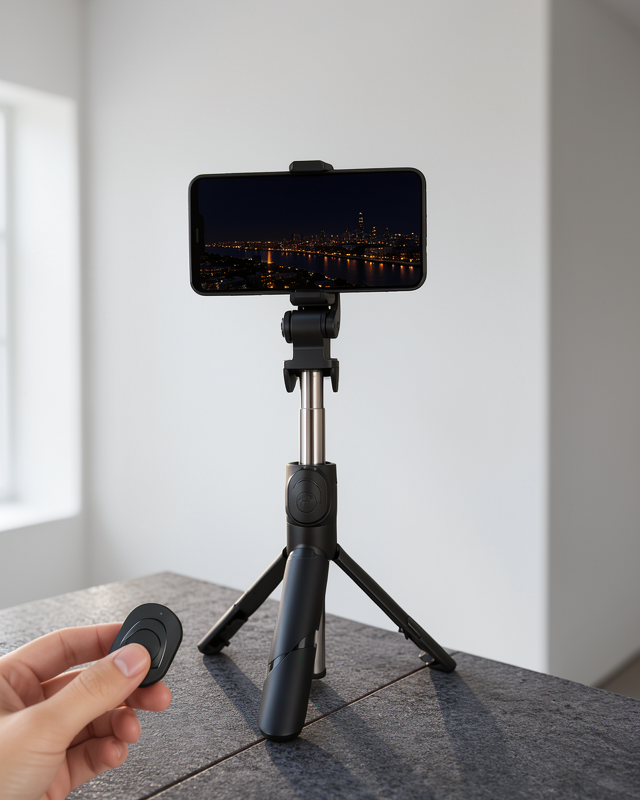 Siyah Tripod Kumandalı Telefon Tutucu Selfie Çubuğu