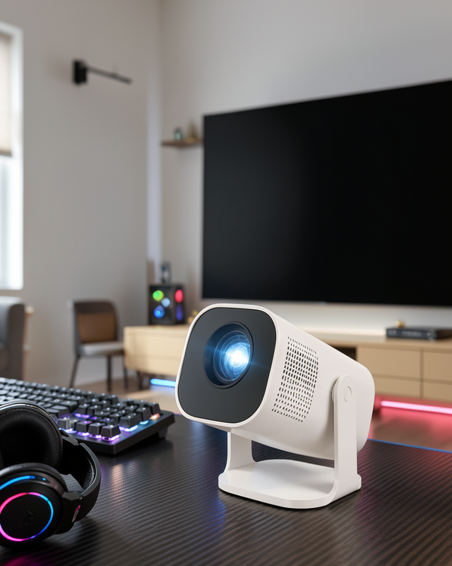 Yeni Nesil 4K HD Görüntü Kalitesine Sahip Şarjlı Projeksiyon Oyun Sinema Projektörü