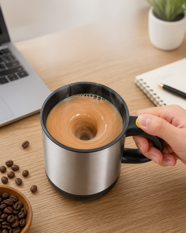 Mikser Kupa Bardak, Karıştırma Fonksiyonlu Yazılı Mug