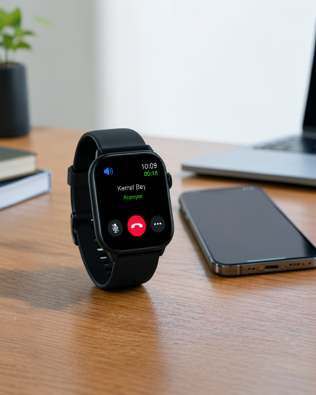 Bluetooth Aramalı Nabız Ölçer ve Dokunmatik Akıllı Saat 7 Kordonlu