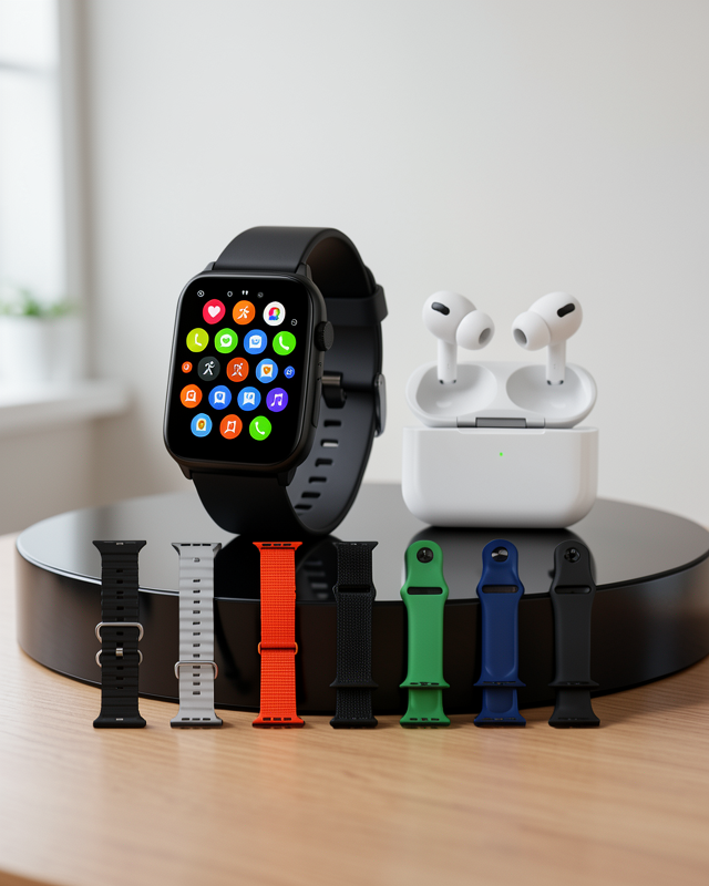 Nabız Takibi, Bildirimler ve Spor Modları ile 7 Kordonlu Akıllı Saat ve Bluetooth Kulaklık Seti