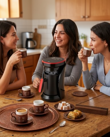 4 Fincan Kapasiteli Taşma Emniyetli Türk Kahvesi Makinesi Modern Tasarım
