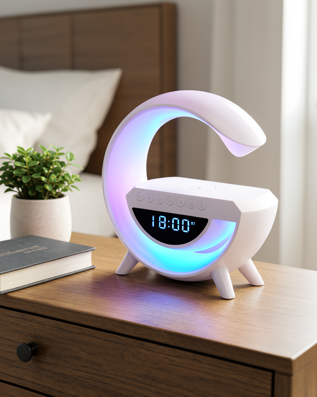 Kablosuz 15W Bluetooth Hoparlör LED Gece Lambası Hızlı Şarj Özelliğiyle
