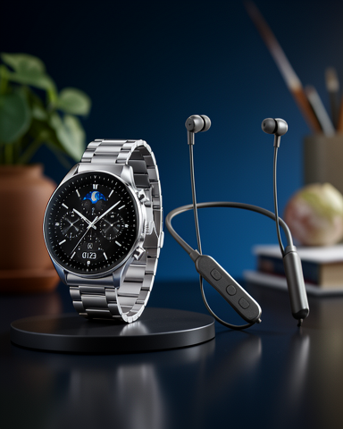 Mikrofonlu Kablolu Bluetooth Kulaklık ve Alarm ile Titreşimli Akıllı Saat 60 Saat