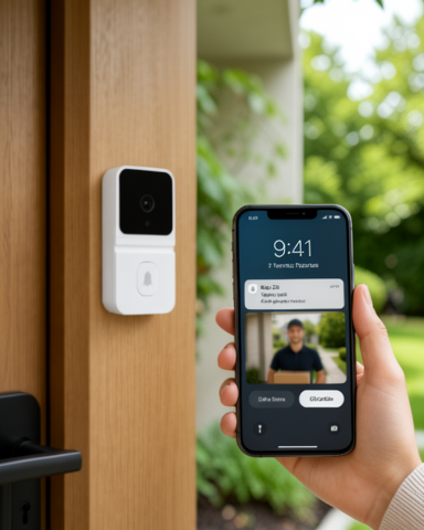 HD Kamera ile Beyaz Wi-Fi Akıllı Görüntülü Kapı Zili, Gece Görüşü ve Telefon Bildirimli Kablosuz