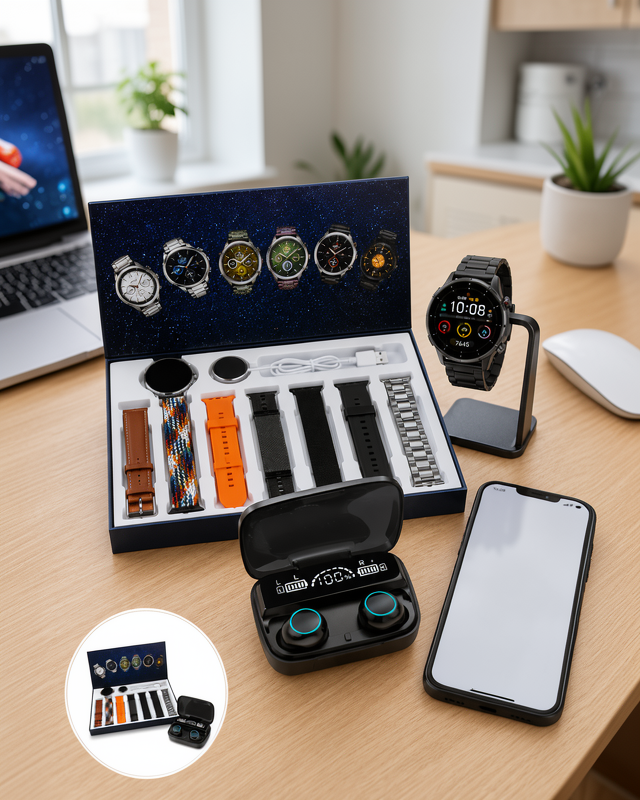Yeni Nesil 7 Kordonlu Akıllı Saat ve ANC Özellikli Kablosuz Bluetooth Kulaklık