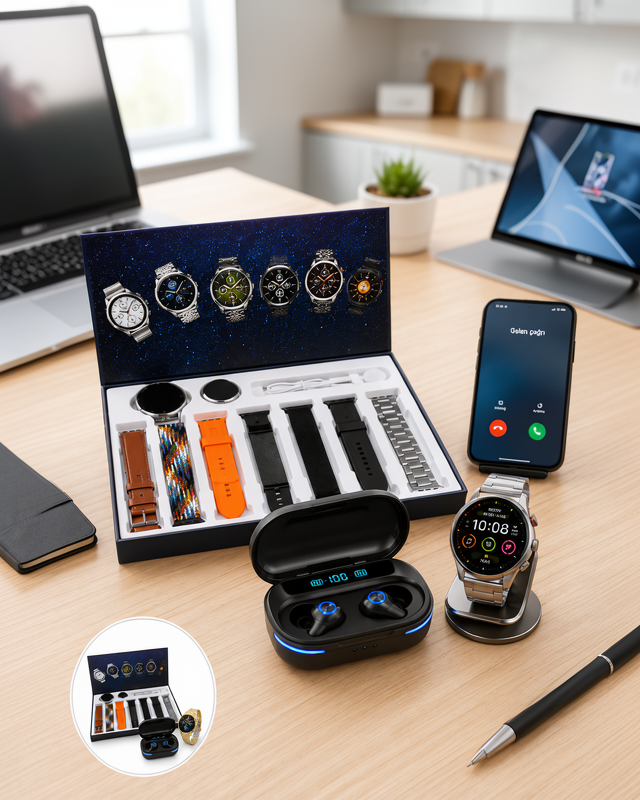 Yeni Nesil Akıllı Saat ile Uyumlu Ucuz Kaliteli Gamer Oyuncu Seti Bluetooth Kulaklık