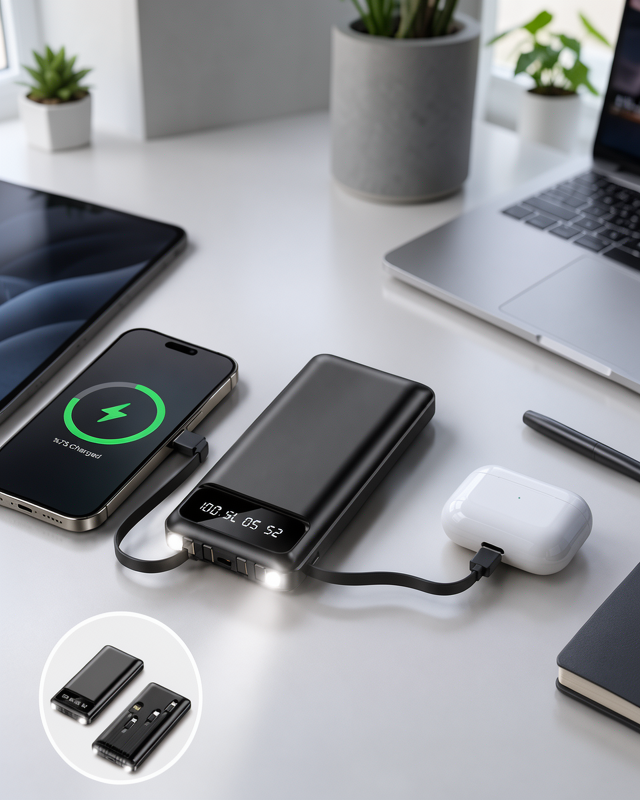 Yeni Nesil 20.000 Mah LCD Ekranlı Dijital Göstergeli Powerbank Uzun Pil Ömrü