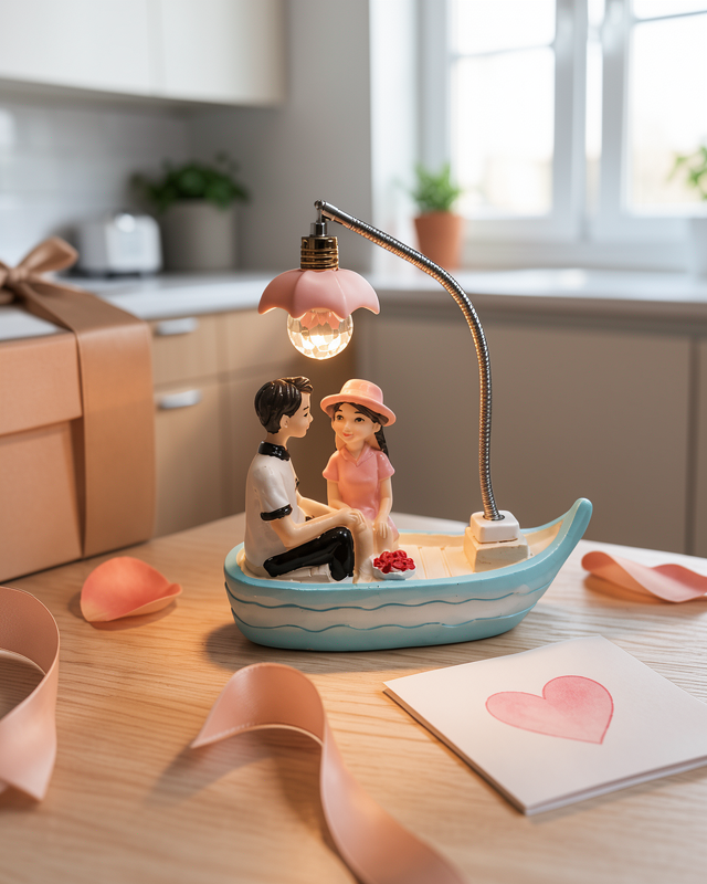 Yeni Nesil Romantik Hediye Oturan Çift Figürlü LED Masa Lambası