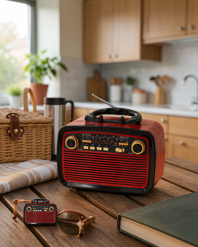 Yeni Nesil Ahşap Görünümlü Bluetooth Hoparlör Vintage Işıklı Nostaljik Radyo Fm